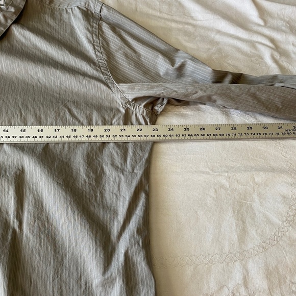 Calvin Klein Men's Silver/Gray Fine Textured Striped LS Button Up Dress Shirt XL - Picture 10 of 14